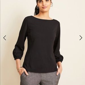Ann Taylor LOFT black Blouse with bubble sleeves